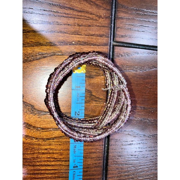 Purple Colorful Beaded Open Cuff Braided Bracelet! - Picture 7 of 7
